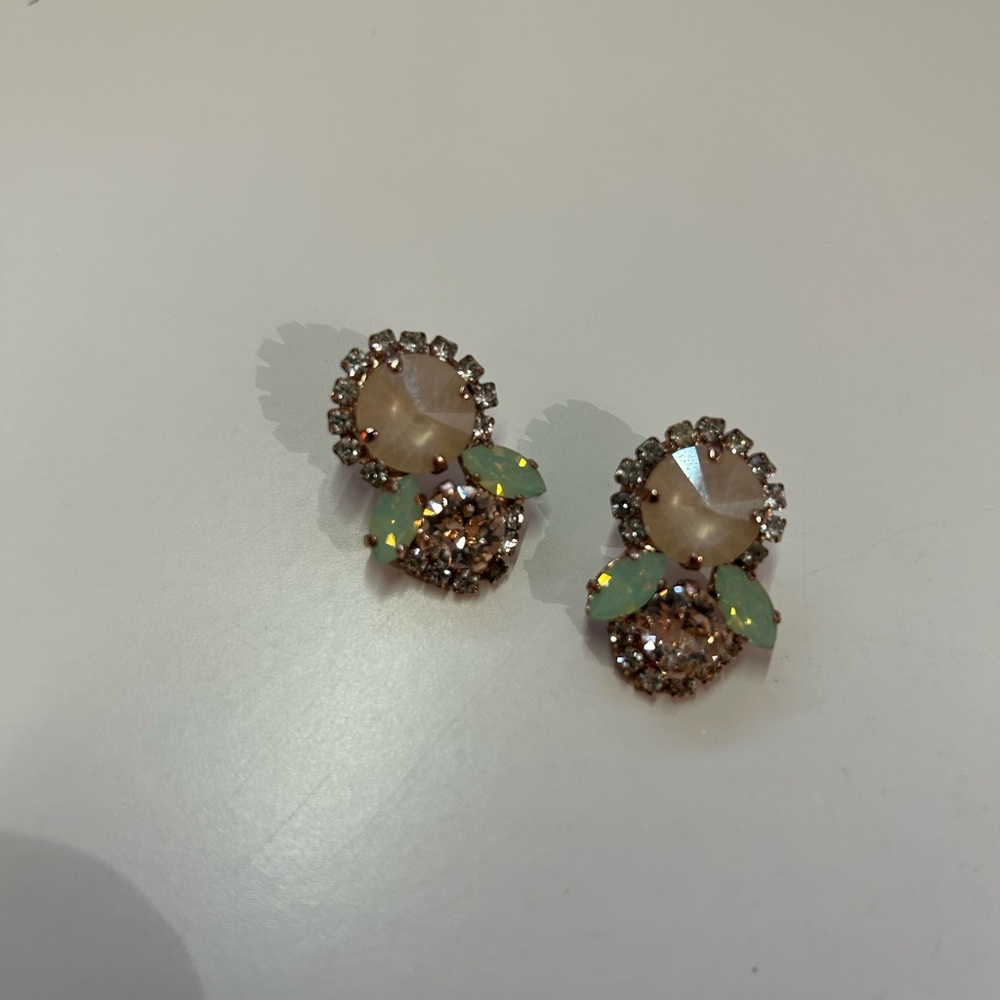 Elegant Crystal and Stone Earrings - Picture 3 of 4